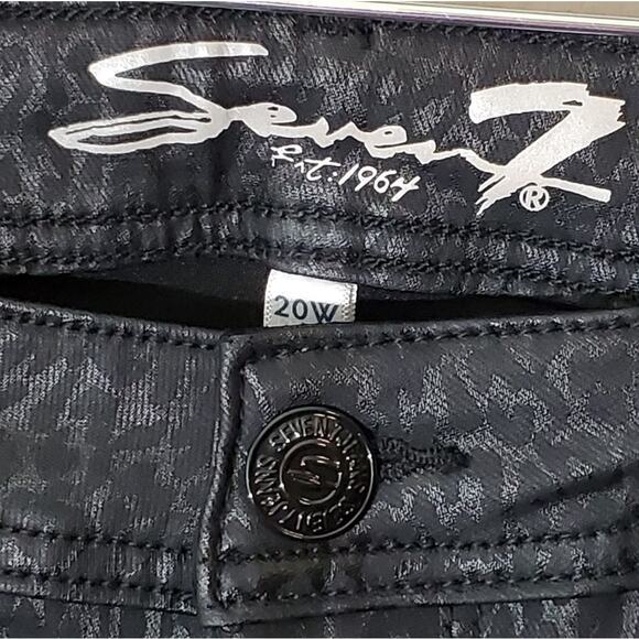 Seven7 Sunrise black leopard print mid rise skinny‎ stretch jeans 20W new!!!! - Picture 7 of 11